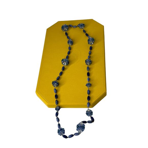 Swarovski Somnia necklace Extra long, Blue, Gold-tone...